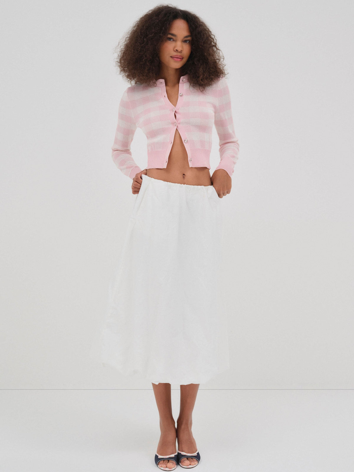 For Love & Lemons Brushed Gingham Knit Cardigan