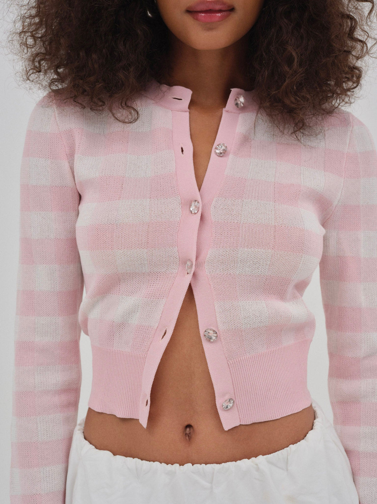 For Love & Lemons Brushed Gingham Knit Cardigan
