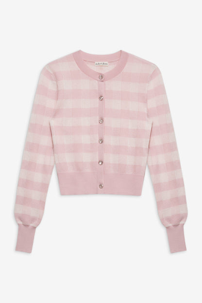 For Love & Lemons Brushed Gingham Knit Cardigan