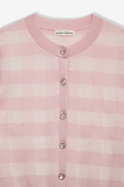 For Love & Lemons Brushed Gingham Knit Cardigan