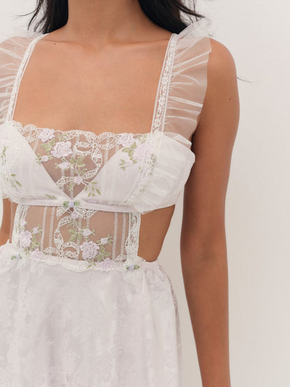 For Love & Lemons Lattice Bows Slip Dress