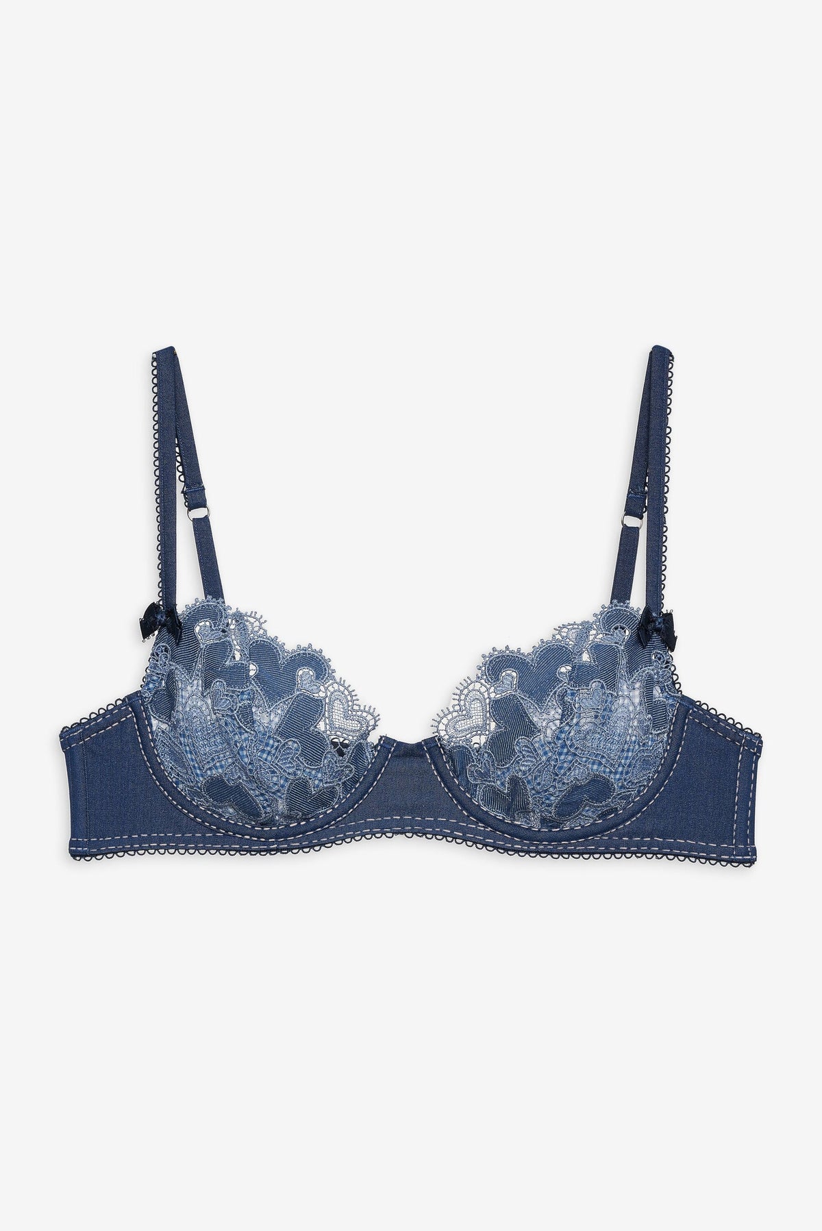 For Love & Lemons Denim Hearts Underwire Bra