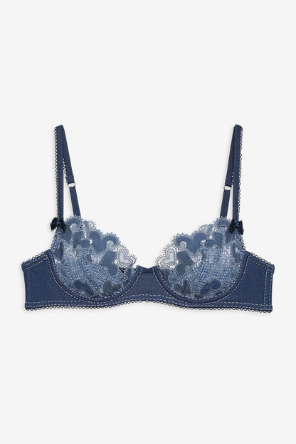 For Love & Lemons Denim Hearts Underwire Bra