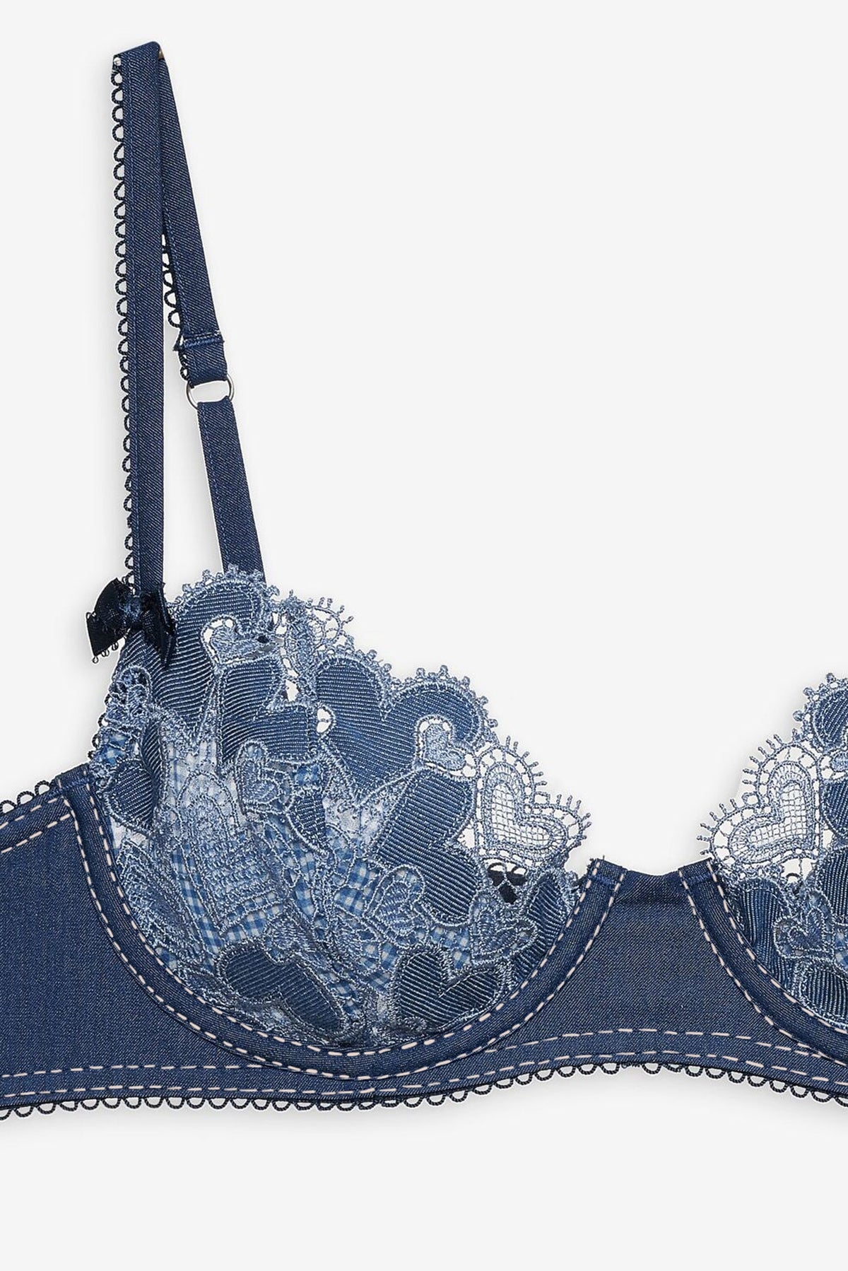 For Love & Lemons Denim Hearts Underwire Bra