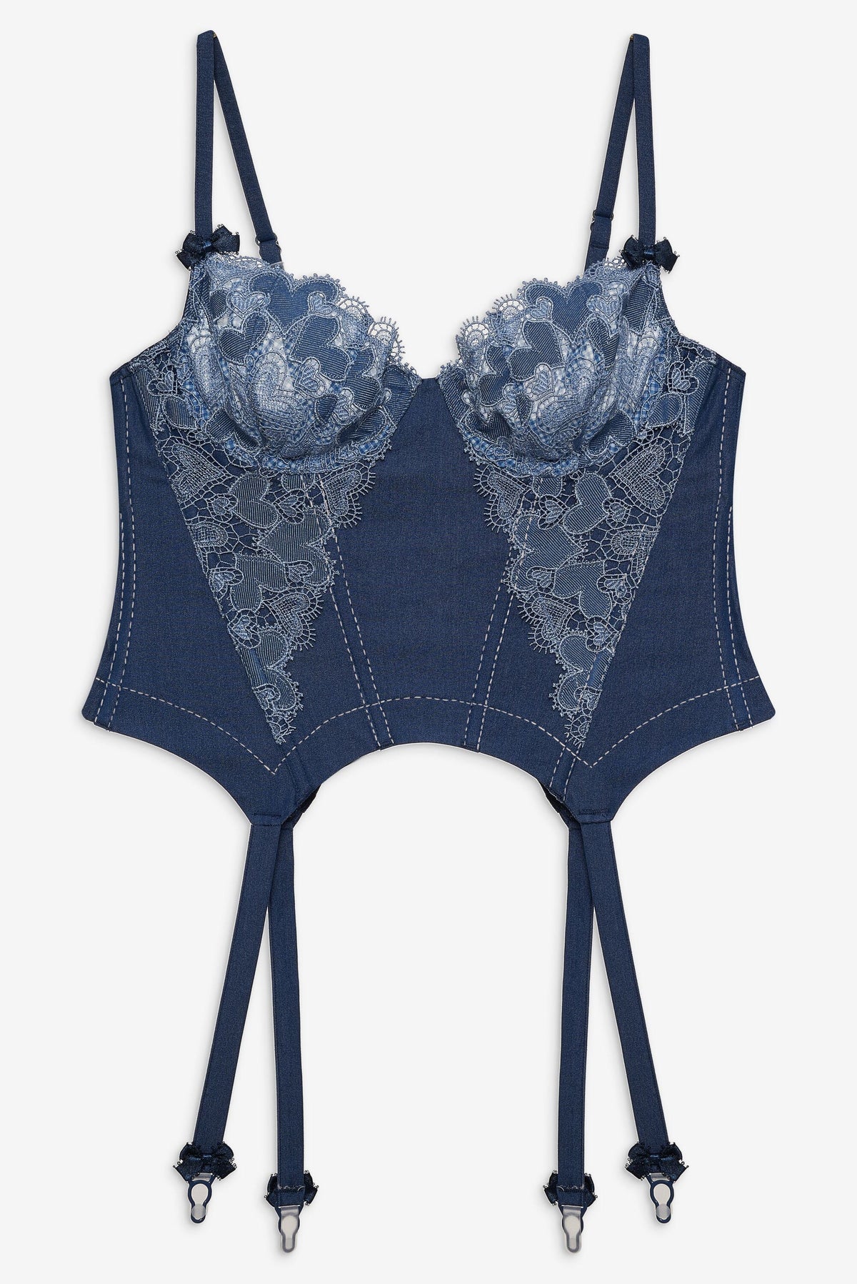 For Love & Lemons Denim Hearts Bustier