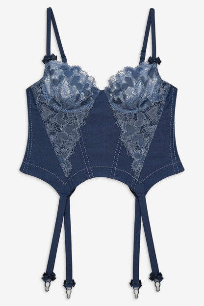 For Love & Lemons Denim Hearts Bustier