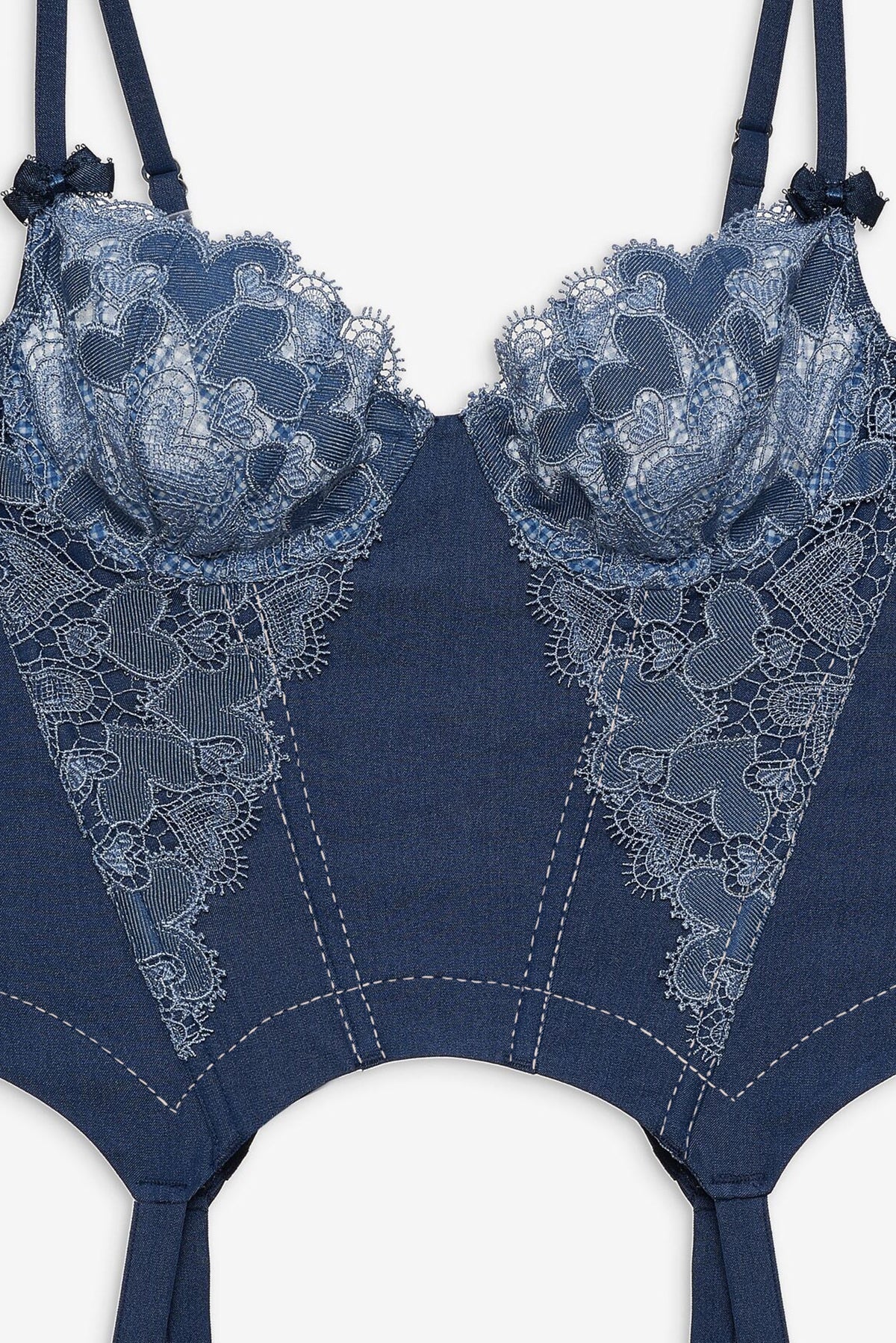 For Love & Lemons Denim Hearts Bustier