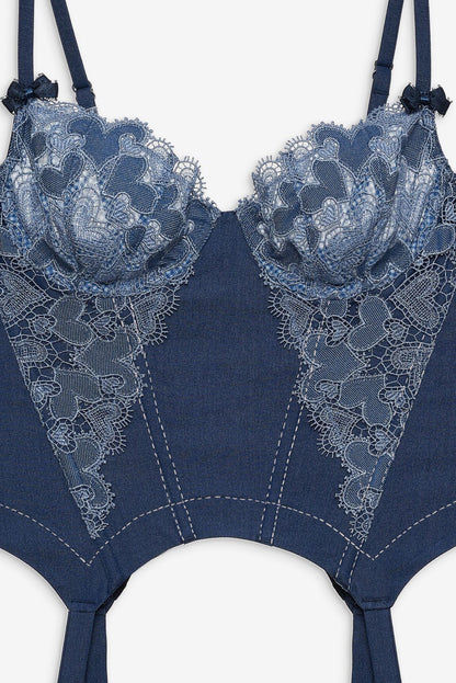 For Love & Lemons Denim Hearts Bustier