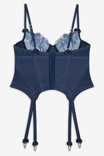 For Love & Lemons Denim Hearts Bustier