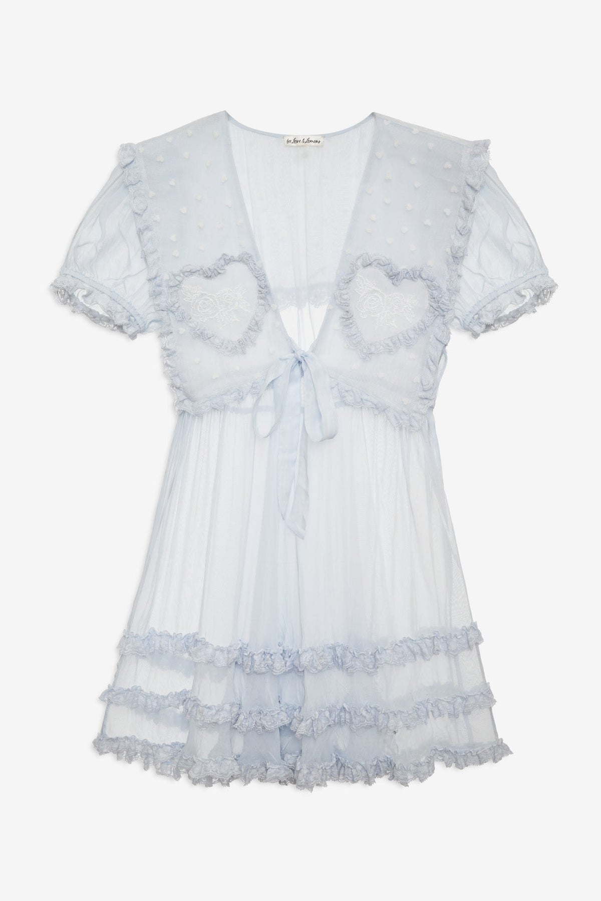 For Love & Lemons Organza Hearts Babydoll Slip Dress