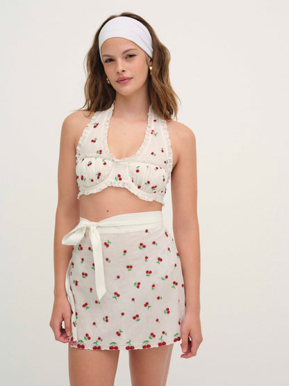 For Love & Lemons Beaded Cherries Underwire Bra