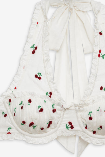 For Love & Lemons Beaded Cherries Underwire Bra