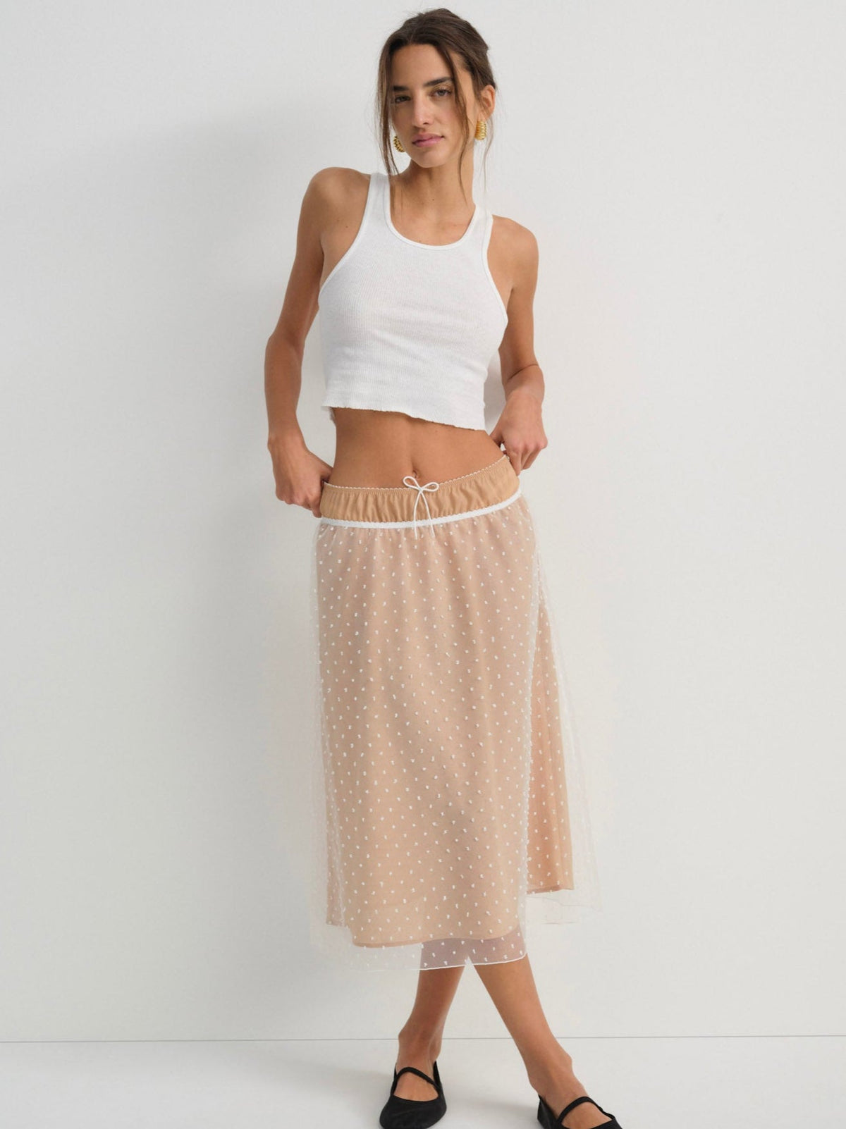 For Love & Lemons Devon Dot Midi Skirt