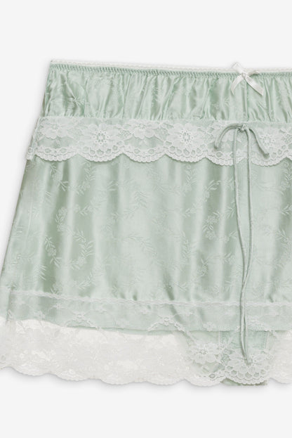 For Love & Lemons Mint Twist Jacquard Mini Skirt