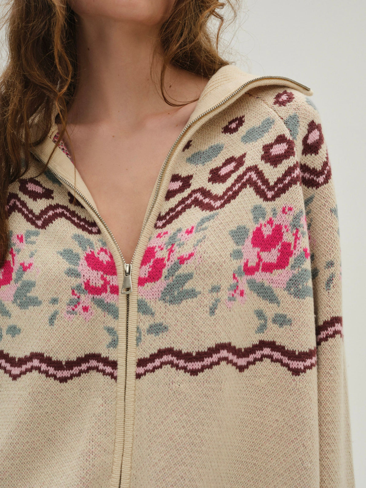 For Love & Lemons Ski Lodge Zip-Up Sweater