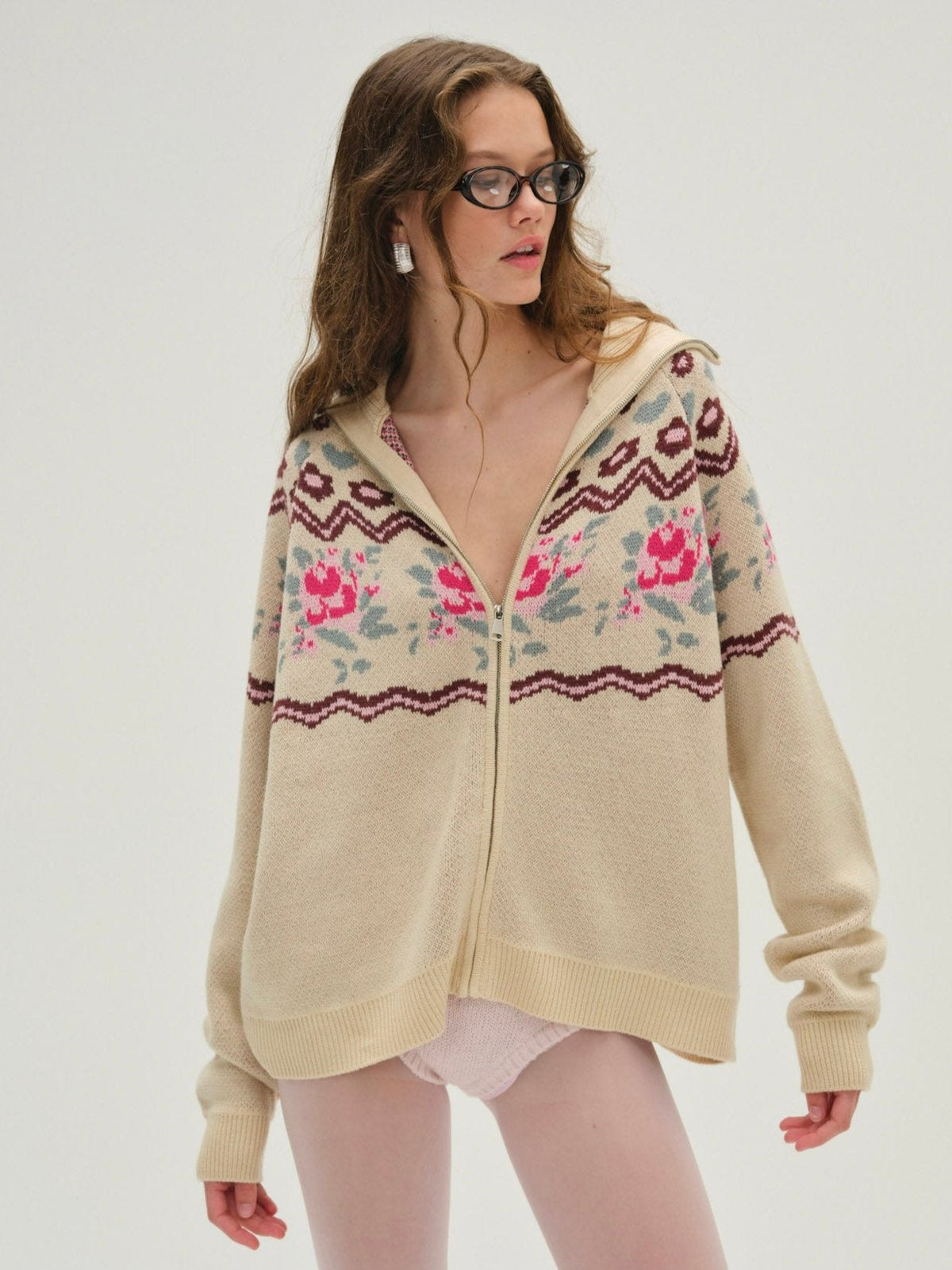 For Love & Lemons Ski Lodge Zip-Up Sweater