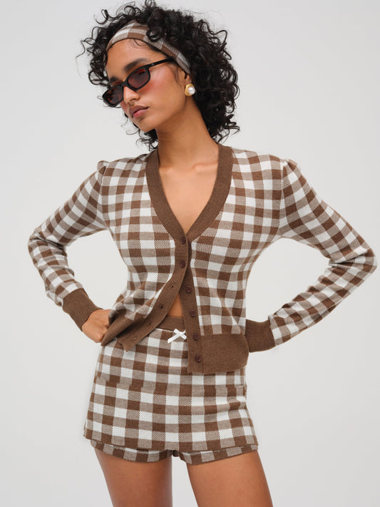 For Love & Lemons Gingham Knit Cardigan