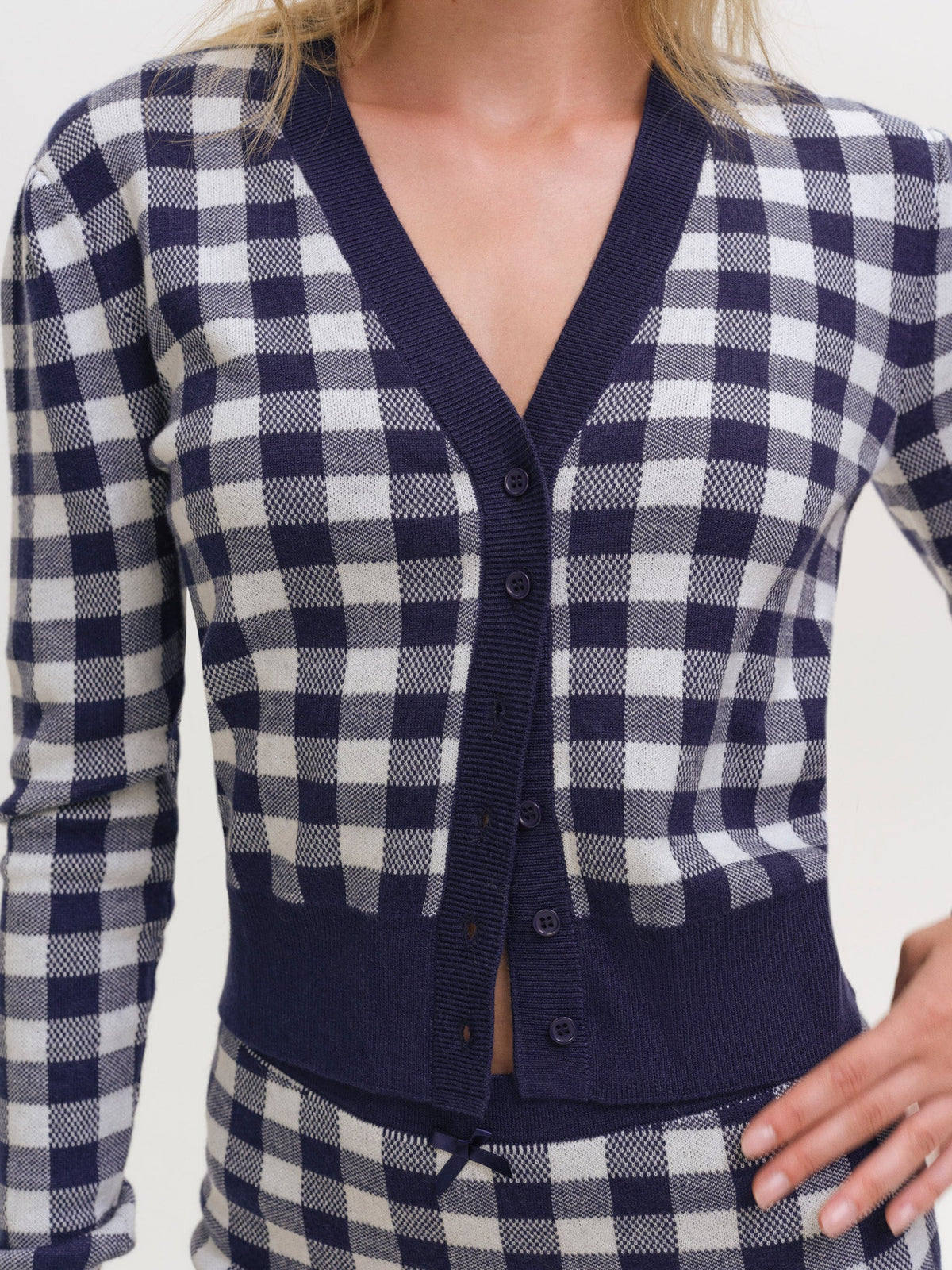 For Love & Lemons Gingham Knit Cardigan