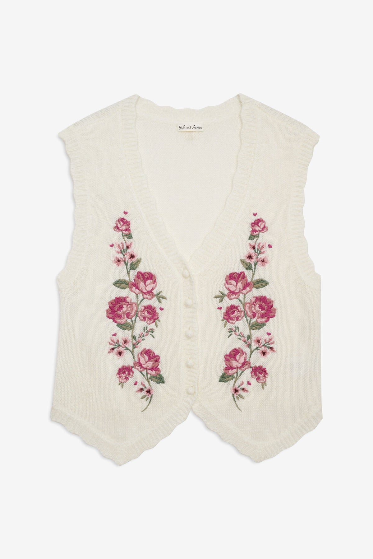 For Love & Lemons Molly Embroidered Sweater Vest