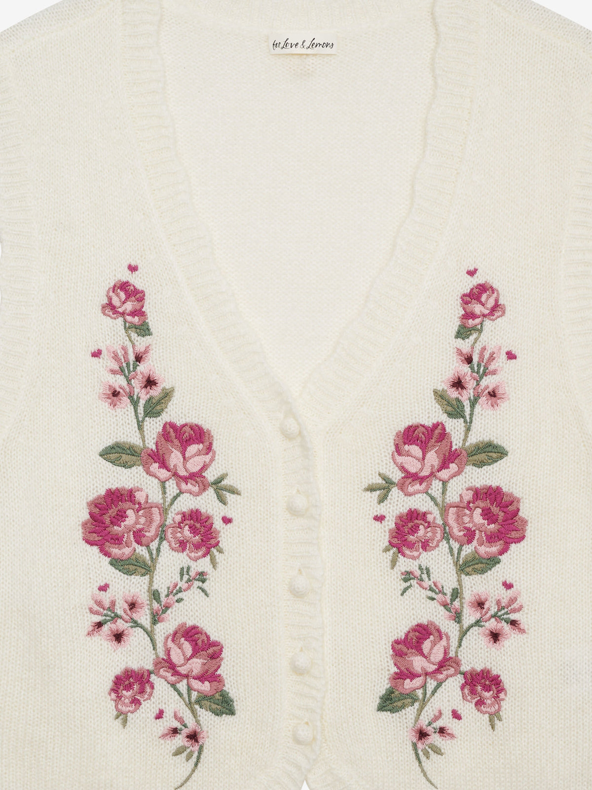 For Love & Lemons Molly Embroidered Sweater Vest