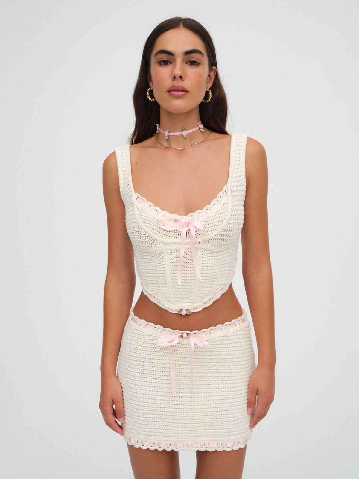 For Love & Lemons Kelsey Crochet Mini Skirt