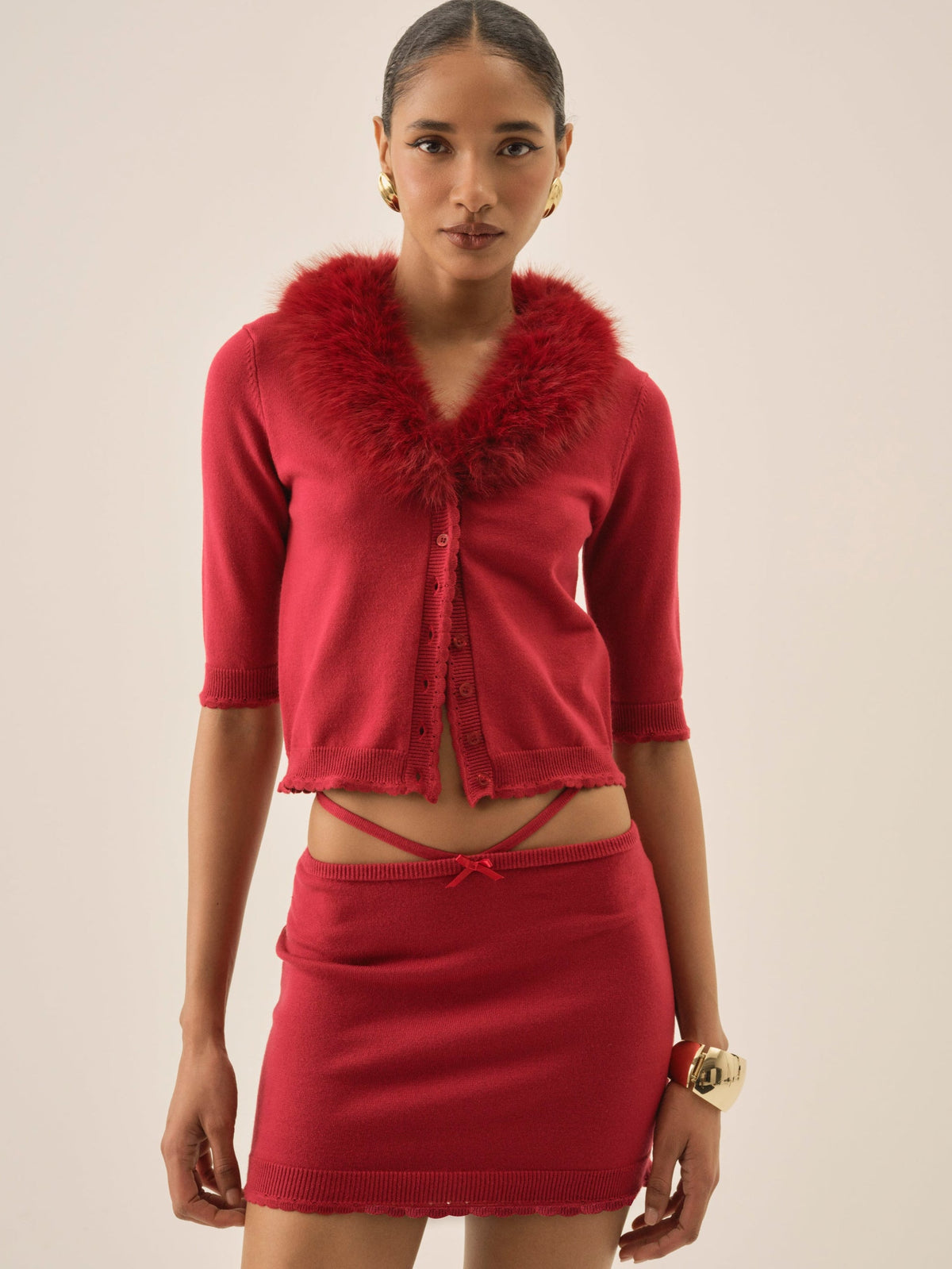For Love & Lemons Maura Knit Mini Skirt