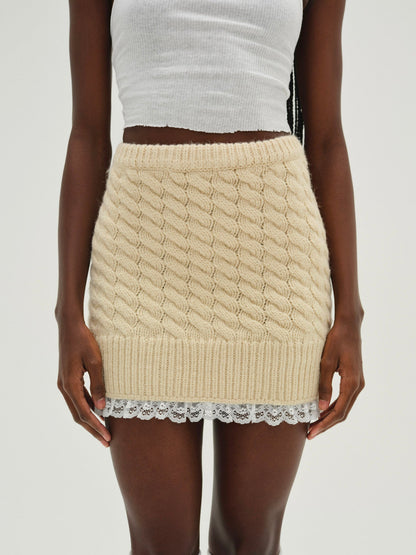 For Love & Lemons Milana Knit Mini Skirt