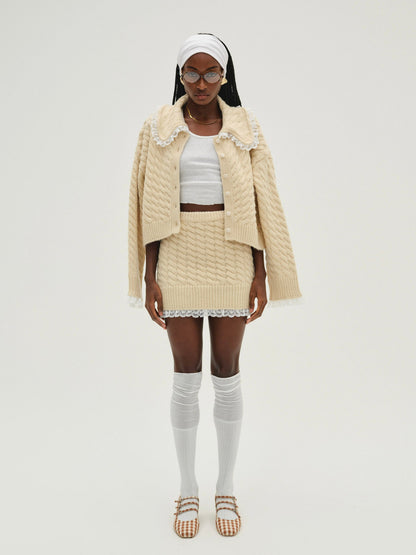 For Love & Lemons Milana Knit Mini Skirt