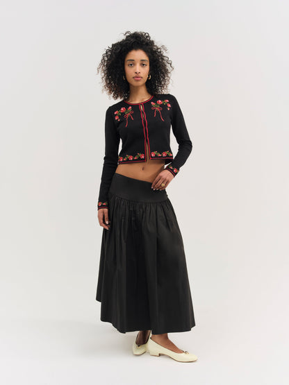 For Love & Lemons Rose Waltz Embroidered Knit Cardigan