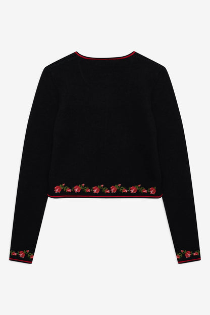For Love & Lemons Rose Waltz Embroidered Knit Cardigan