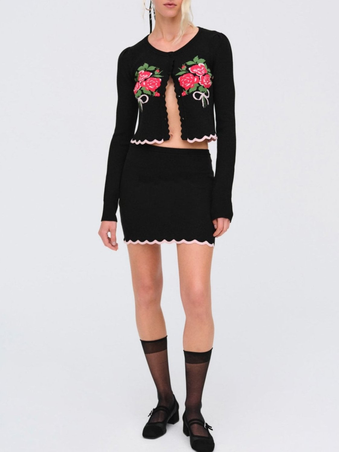 For Love & Lemons Donella Knit Mini Skirt