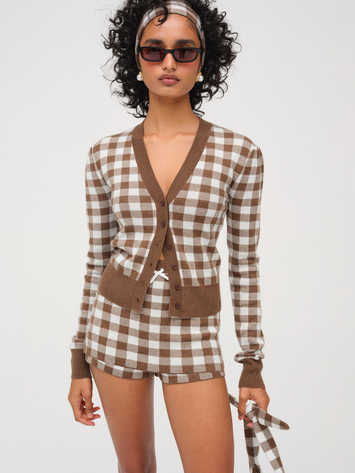For Love & Lemons Gingham Knit Skort