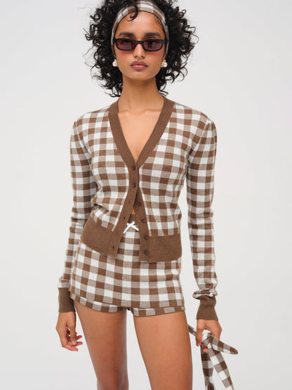 For Love & Lemons Gingham Knit Skort