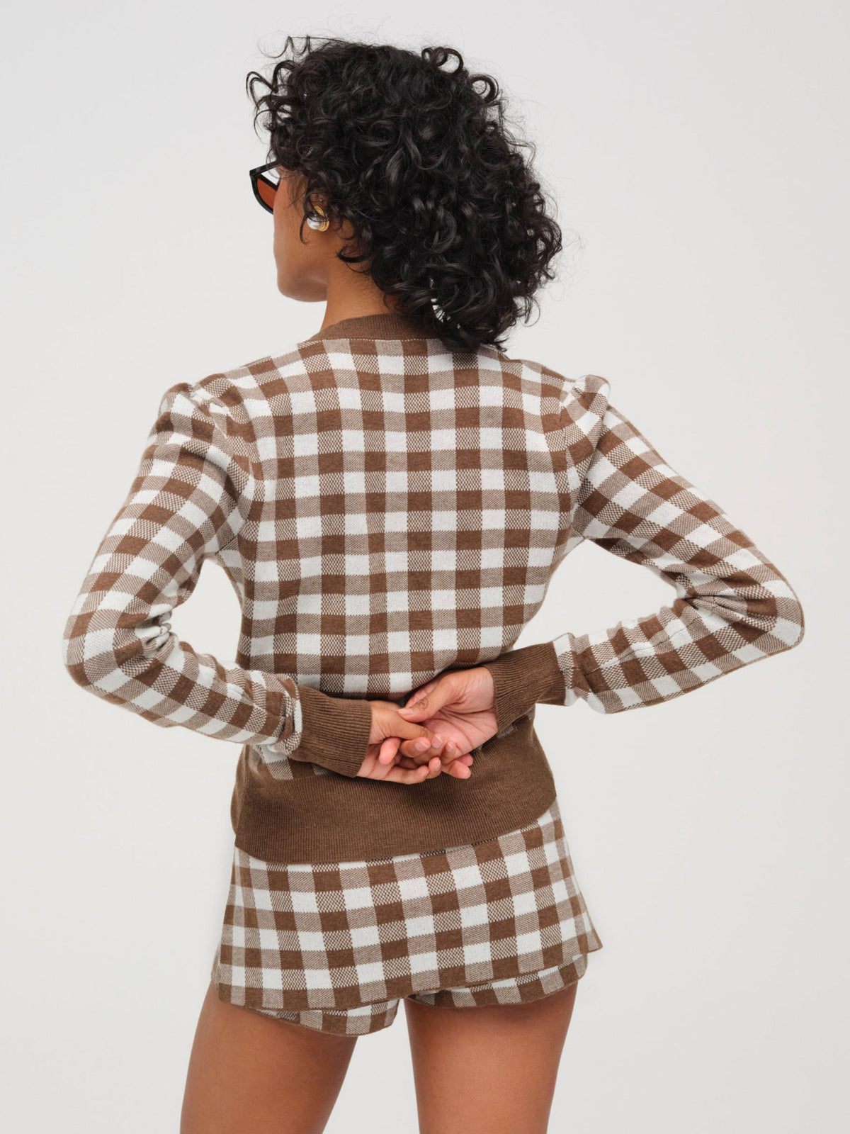 For Love & Lemons Gingham Knit Skort