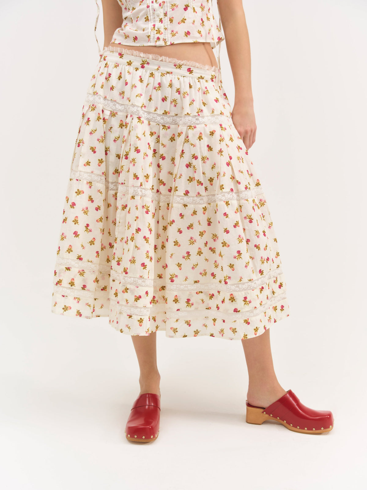 For Love & Lemons Adahlia Floral Midi Skirt