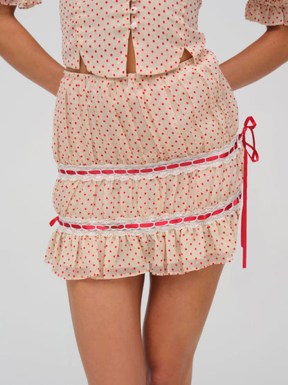 For Love & Lemons Love Dot Mini Skirt