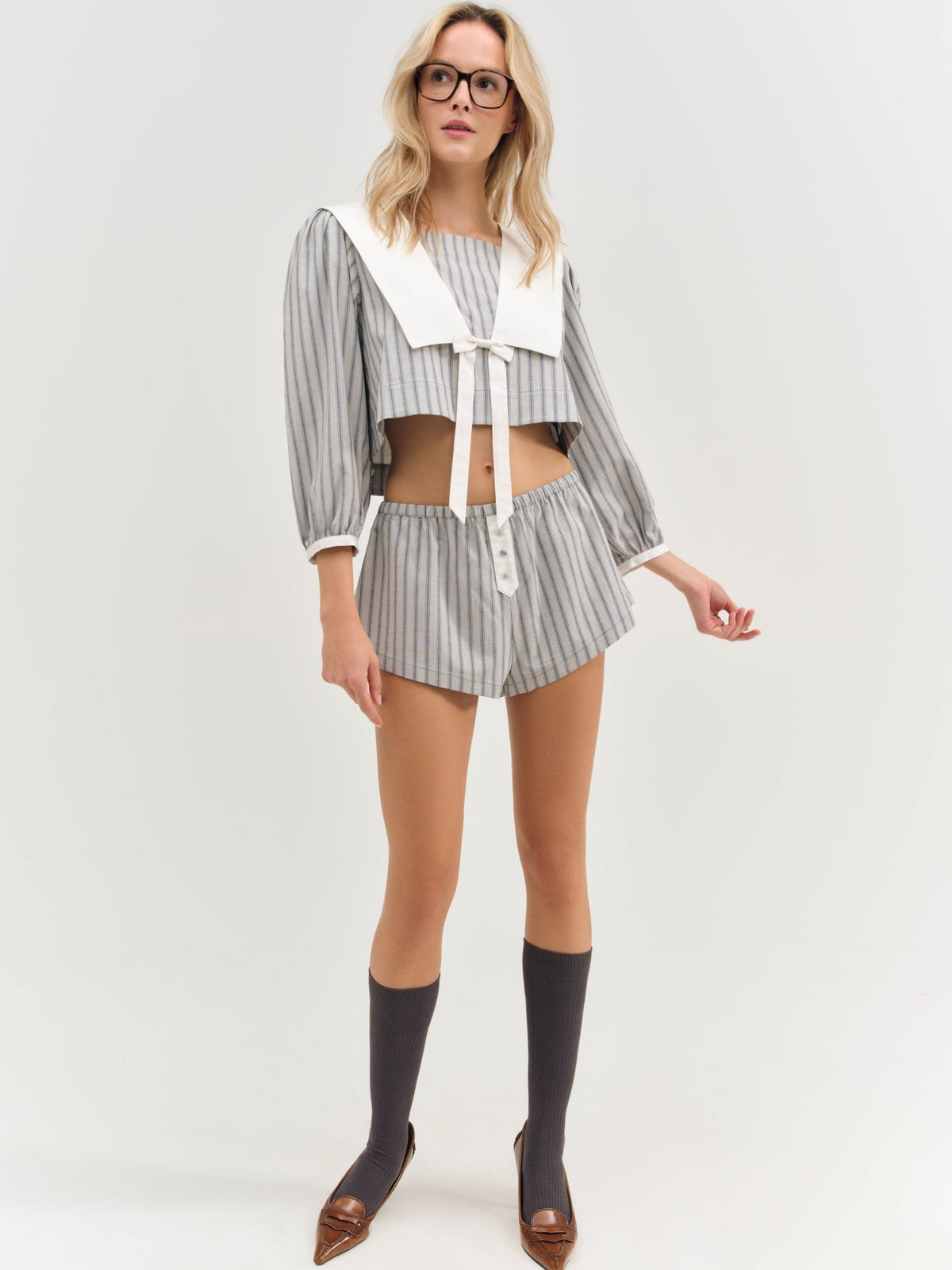 For Love & Lemons Linen Stripe Shorts