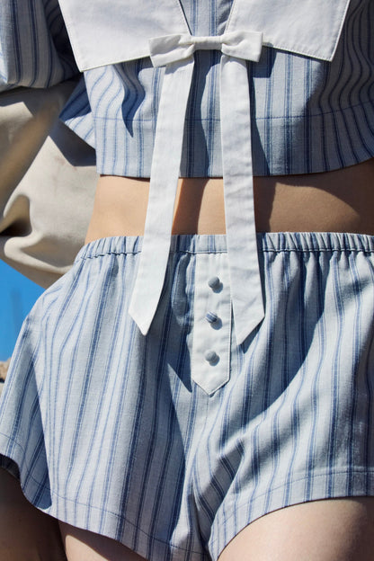 For Love & Lemons Linen Stripe Shorts