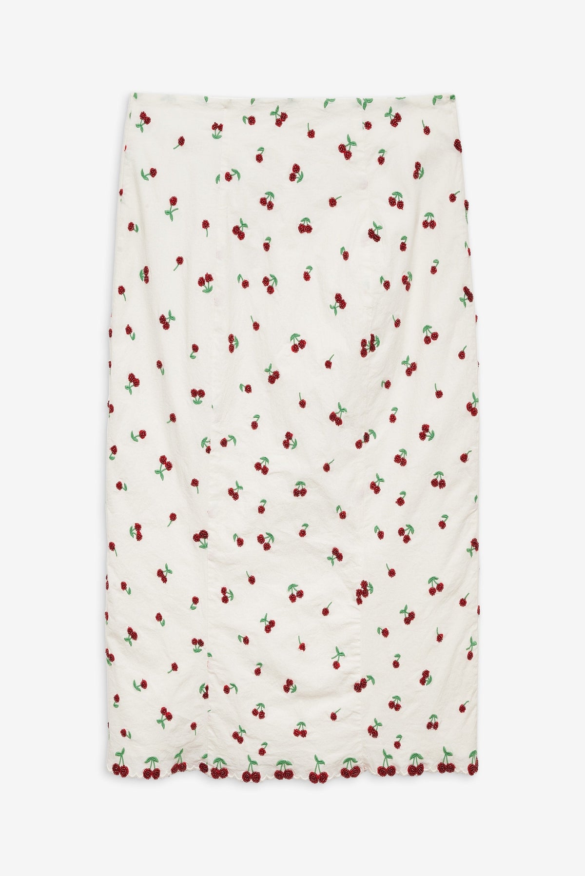 For Love & Lemons Beaded Cherries Midi Skirt