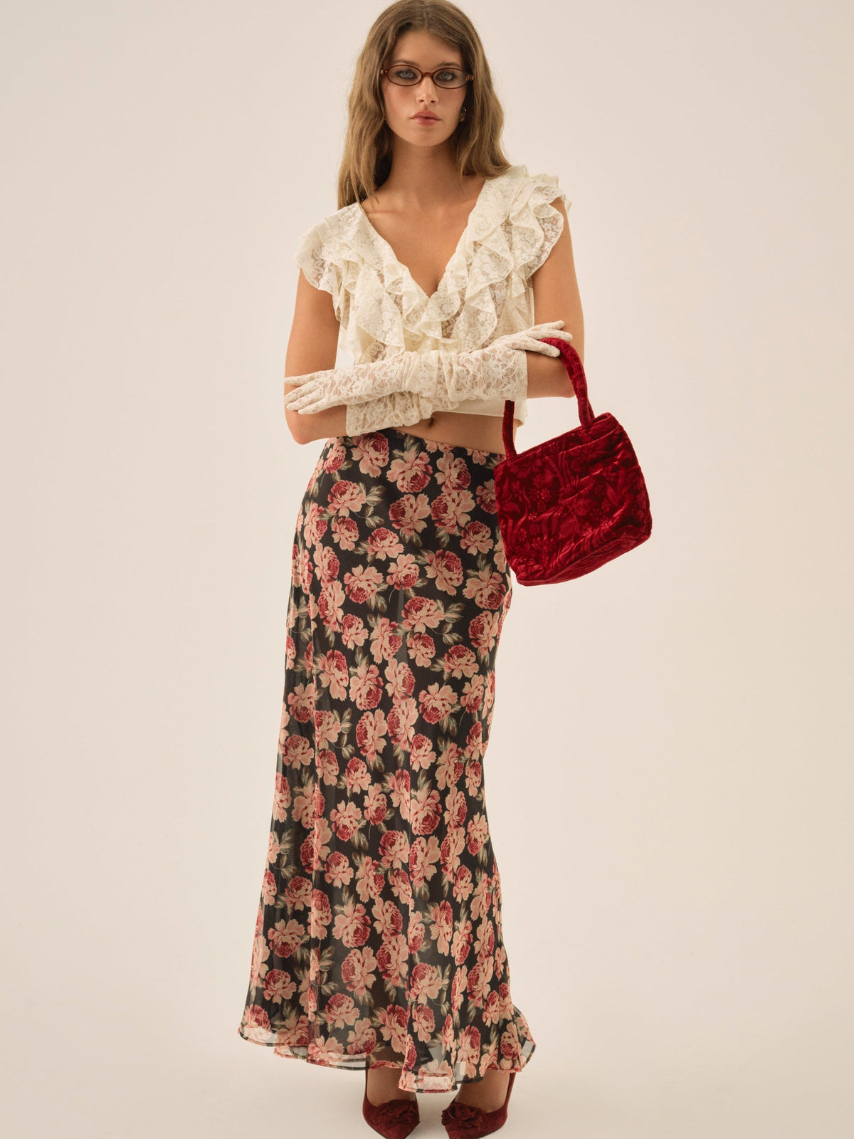 For Love & Lemons Belmond Floral Maxi Skirt