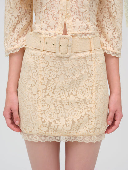 For Love & Lemons Lucy Lace Mini Skirt