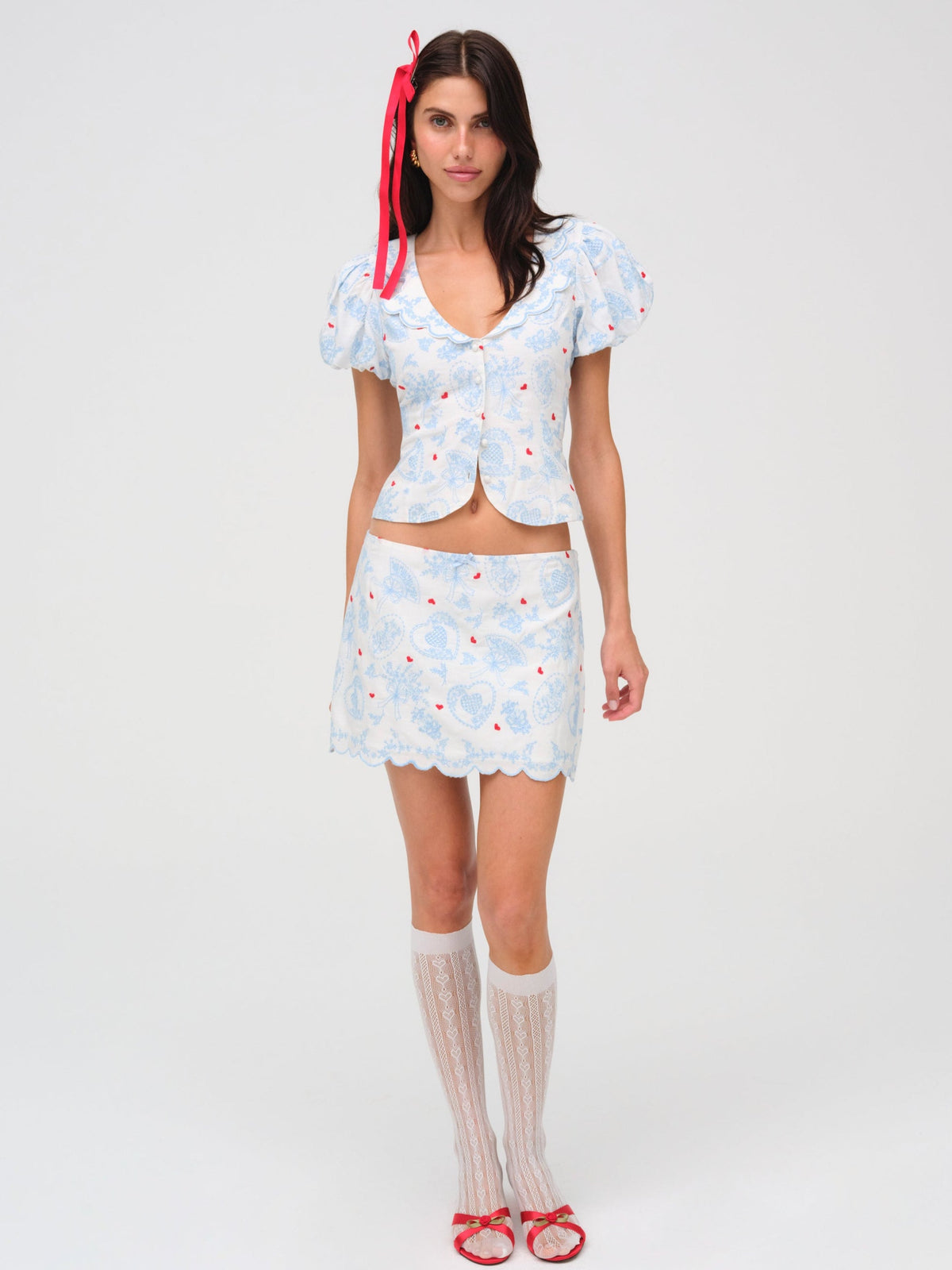 For Love & Lemons Livia Linen Mini Skirt