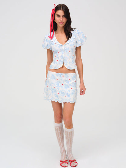 For Love & Lemons Livia Linen Mini Skirt