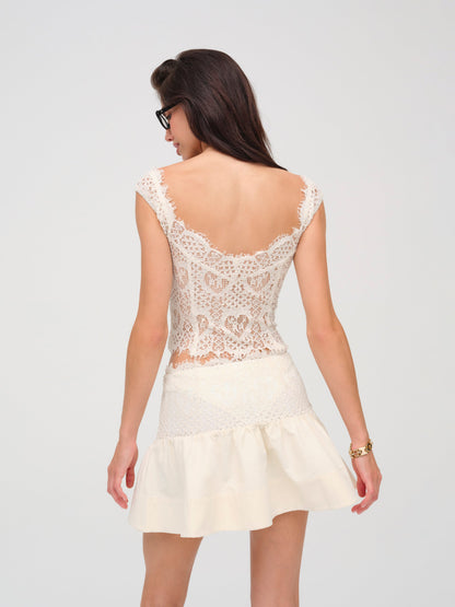 For Love & Lemons Doily Lace Mini Skirt