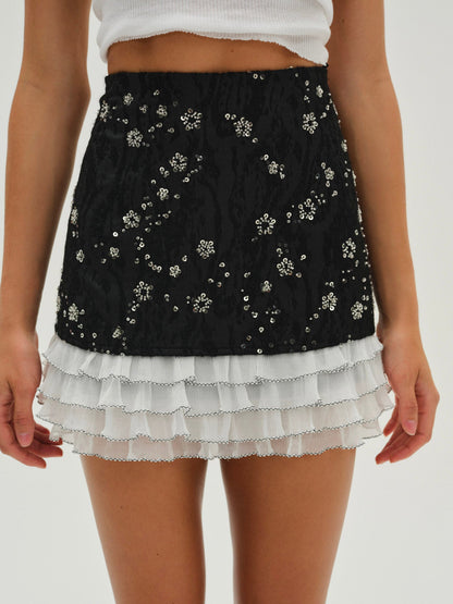 For Love & Lemons Snowy Jacquard Mini Skirt