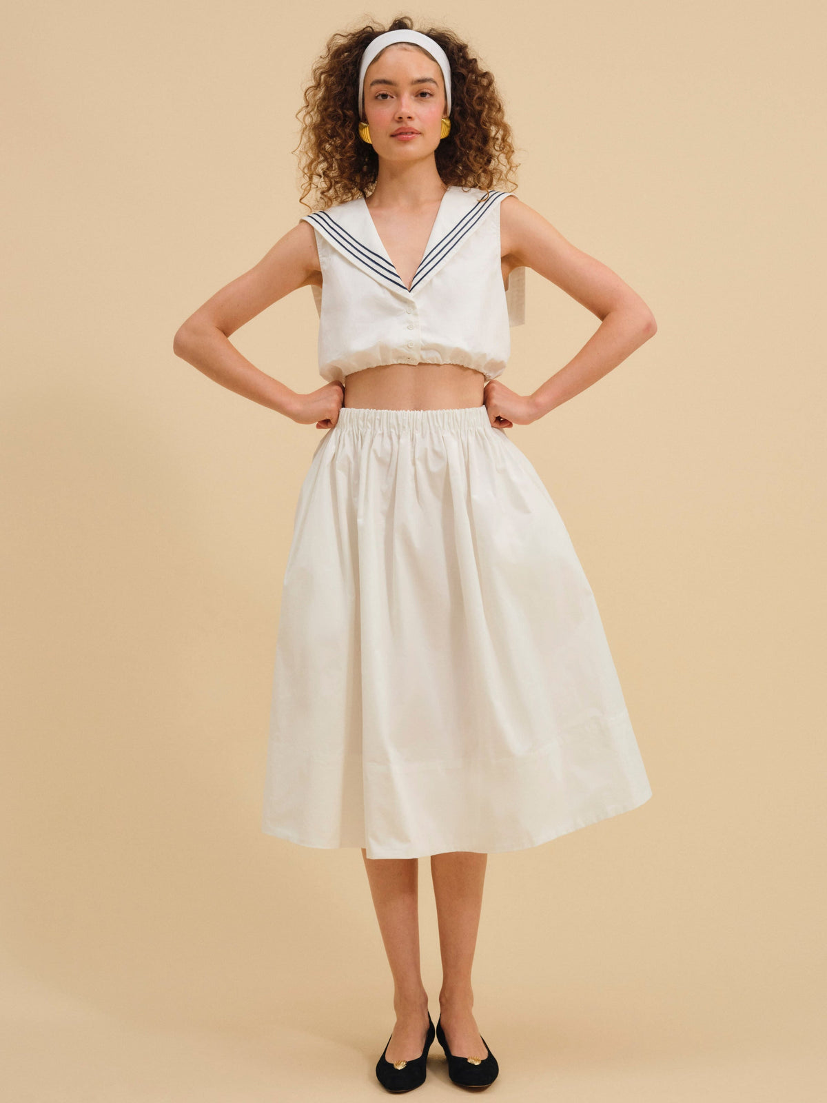 For Love & Lemons Marella Poplin Midi Skirt