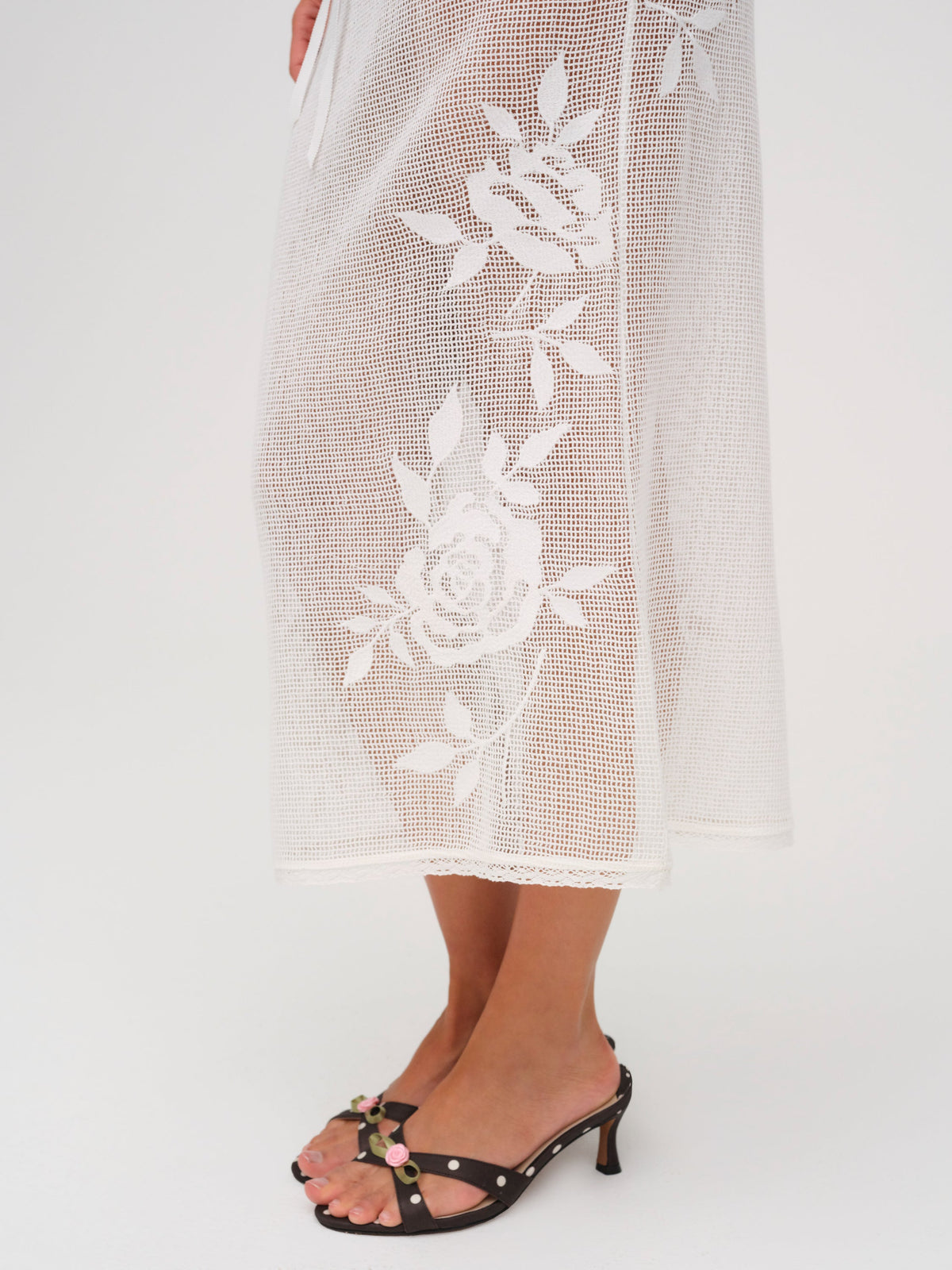 For Love & Lemons Rose Crochet Midi Skirt